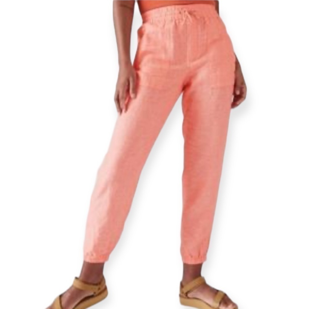 Athleta Retreat Linen Jogger Soft Persimmon Lagenlook Boho 4